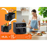 Divkameru gaisa fritieris Berdsen BD-657 10,2 l, 1700 W, melns – produkta galerijas skats, 8. pozīcija