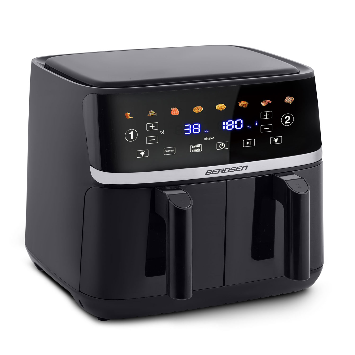 Divkameru gaisa fritieris Berdsen BD-657 10,2 l, 1700 W, melns – produkta galerijas skats, 2. pozīcija