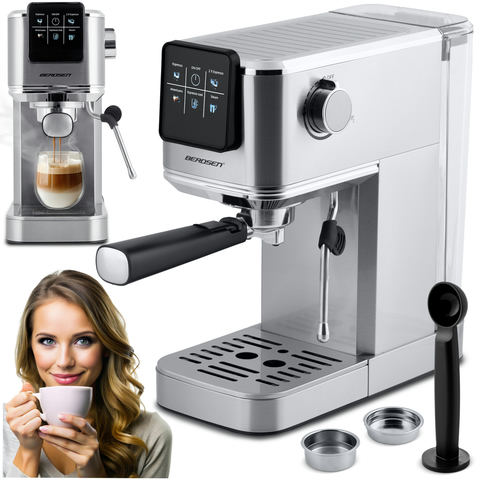 Espreso kafijas automāts ar sviru 20 bar Berdsen BD-770, sudraba
