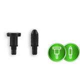 Plakanā un ribotā masāžas uzlika ar zaļām ikonām uz balta fona