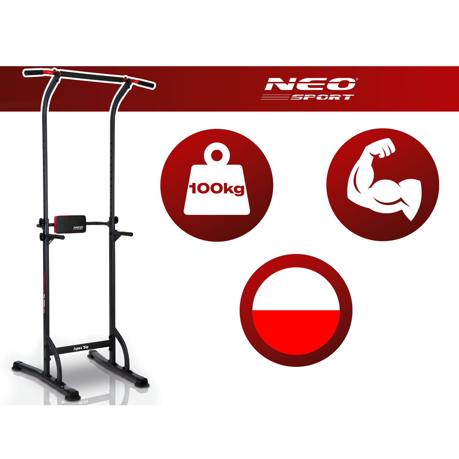 Brīvi stāvošs pievilkšanās stienis Neo-Sport Apex Dip 100 kg – produkta galerijas skats, 2. pozīcija