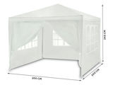 Balts dārza paviljons ar izmēru norādēm 300 cm x 300 cm x 245 cm