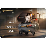 Humberg HM-264 kompresors ar 8 bar, 135 l/min un 24 l norādēm reklāmas kompozīcijā