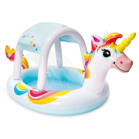 Piepūšams bērnu baseins Intex Vienradzis 254 x 132 x 109 cm ar jumtiņu