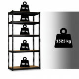 Metāla noliktavas plaukts 183 x 90 x 40 cm Humberg HR-853, melns – produkta galerijas skats, 5. pozīcija