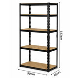 Metāla noliktavas plaukts 183 x 90 x 40 cm Humberg HR-853, melns – produkta galerijas skats, 6. pozīcija