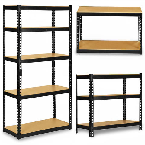 Metāla noliktavas plaukts 183 x 90 x 40 cm Humberg HR-853, melns