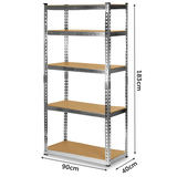 Metāla noliktavas plaukts 183 x 90 x 40 cm Humberg HR-853 sudraba – produkta galerijas skats, 6. pozīcija