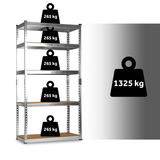 Metāla noliktavas plaukts 183 x 90 x 40 cm Humberg HR-853 sudraba – produkta galerijas skats, 5. pozīcija