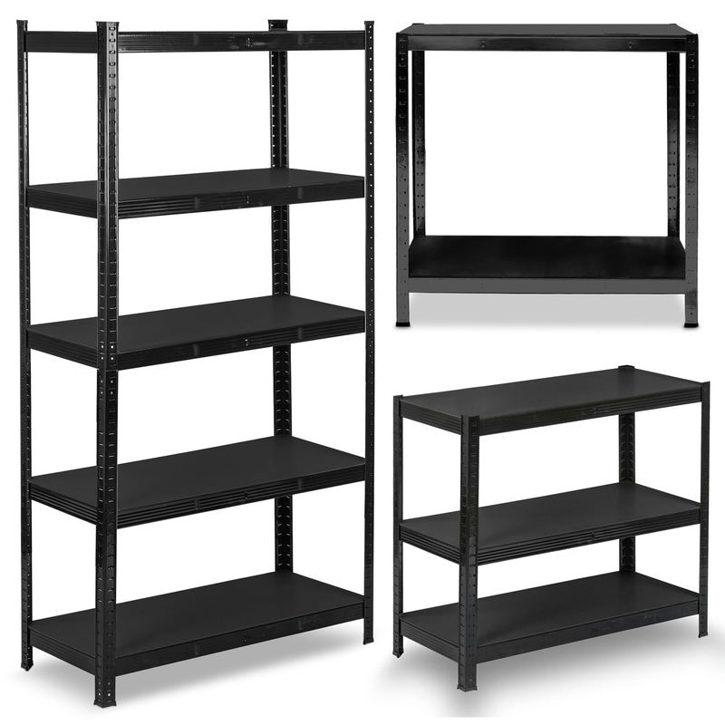 Metāla noliktavas plaukts 180 x 90 x 40 cm Humberg HR-851, melns – produkta kopskats