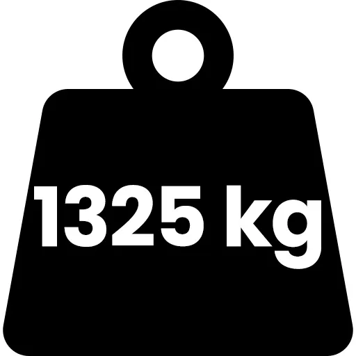 1325 kg maksimālās slodzes simbols uz melna fona