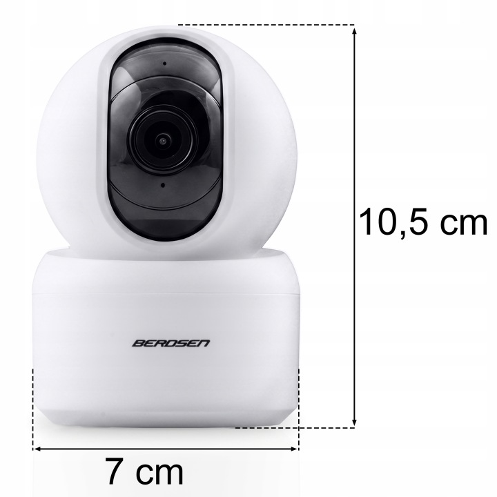 Berdsen BD-940 kameras priekšskats ar izmēru marķējumu 10,5 cm augstumā un 7 cm platumā