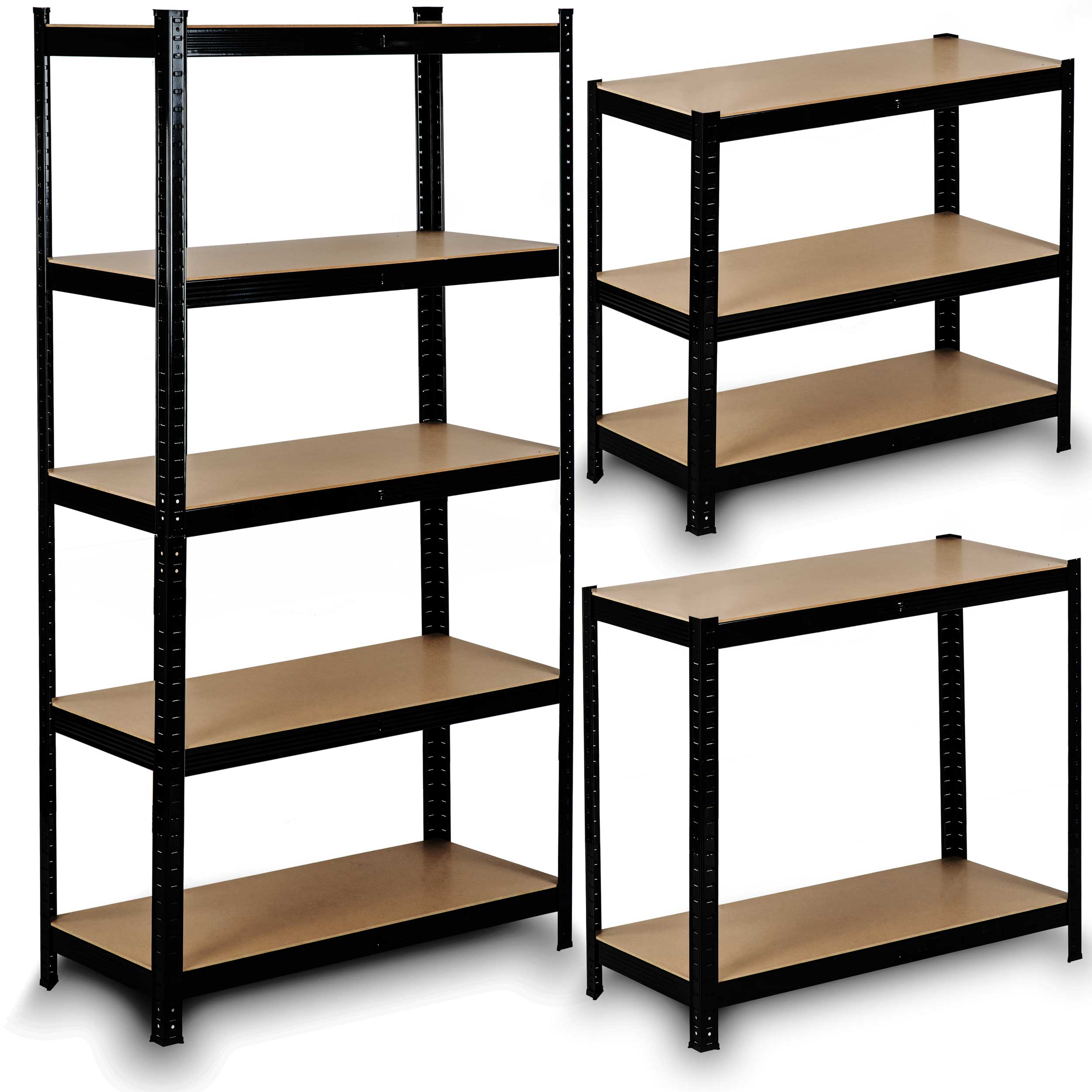 Metāla noliktavas plaukts Humberg HR-811, 150 x 75 x 30 cm, melns – produkta kopskats