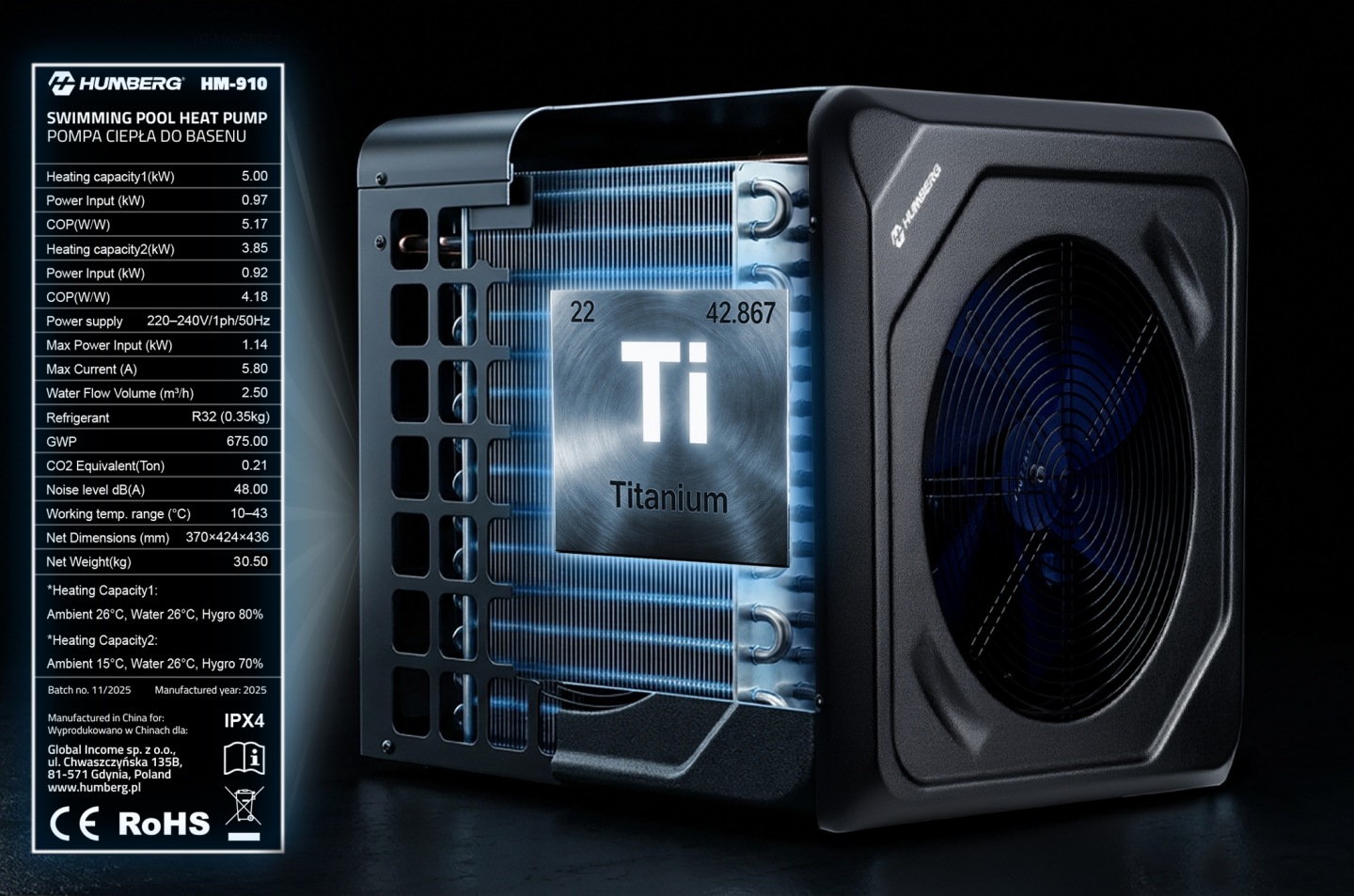 Baseina siltumsūknis Humberg HM-910 5 kW – apraksta papildu skatījums 13