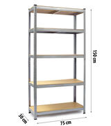 Metāla noliktavas plaukts Humberg HR-810 150 x 75 x 30 cm – produkta galerijas skats, 6. pozīcija
