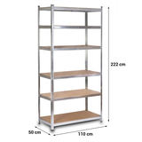 Metāla noliktavas plaukts Humberg HR-815 222 x 110 x 50 cm – produkta galerijas skats, 5. pozīcija