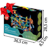 Magnētisko klucīšu kastīte ar izmēru norādēm 36,5 cm, 28,5 cm un 8,5 cm