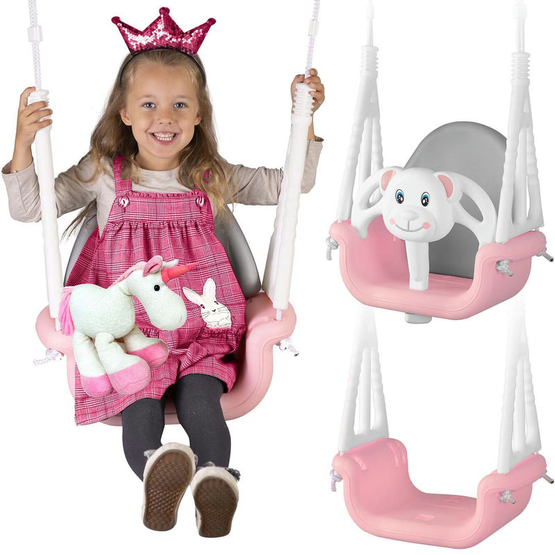Ricokids kausveida šūpoles “Miś” 3-in-1, rozā – produkta kopskats