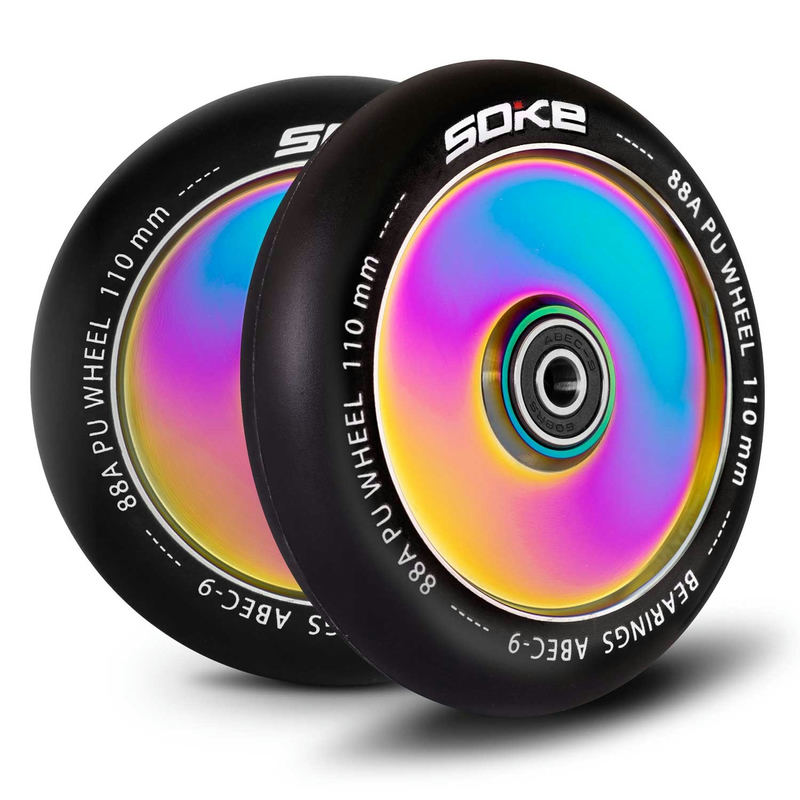 SOKE 110 mm pilnie skrejriteņa riteņi Rainbow, 2 gab – produkta kopskats