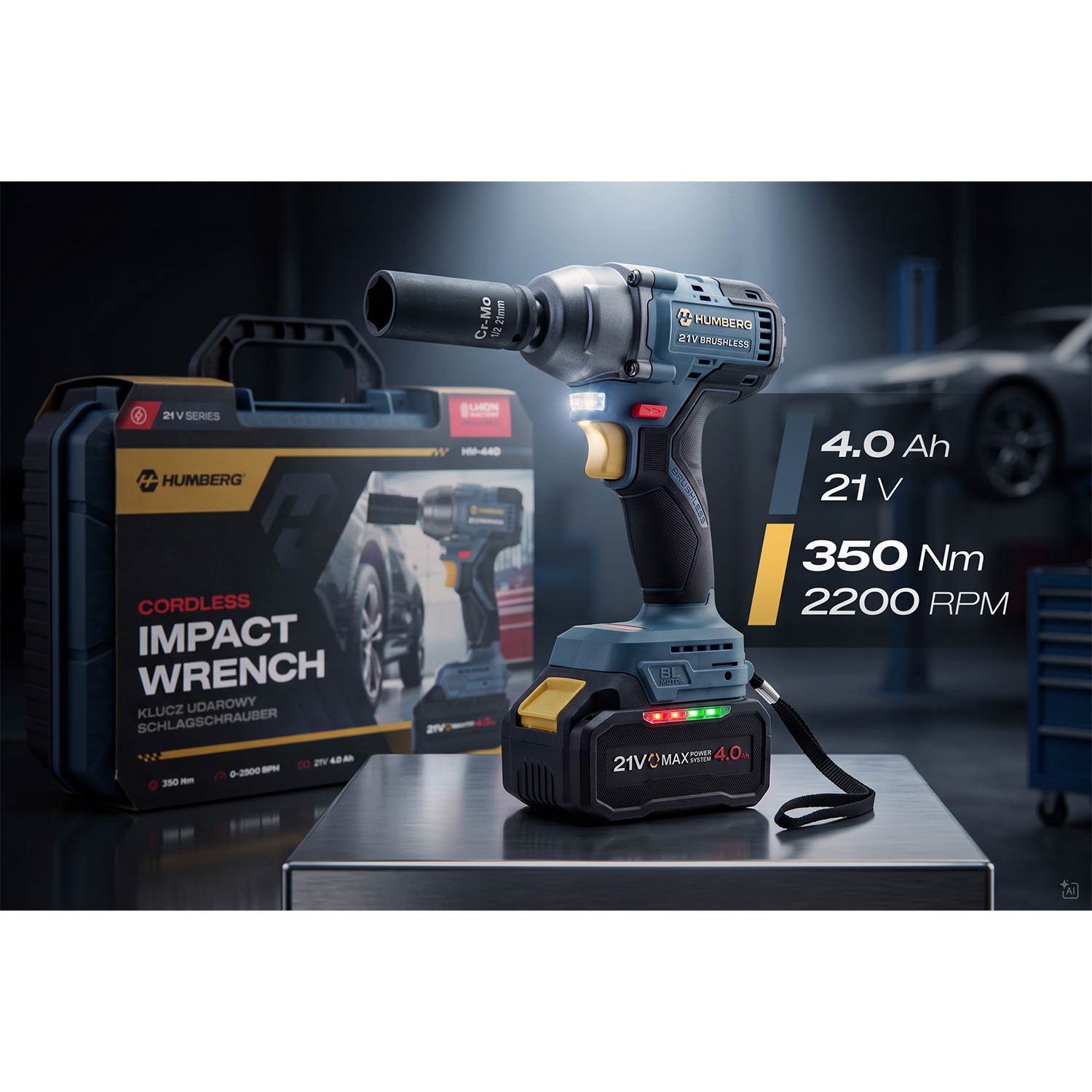 Akumulatora triecienatslēga Humberg HM-440 21 V 350 Nm – produkta galerijas skats, 2. pozīcija