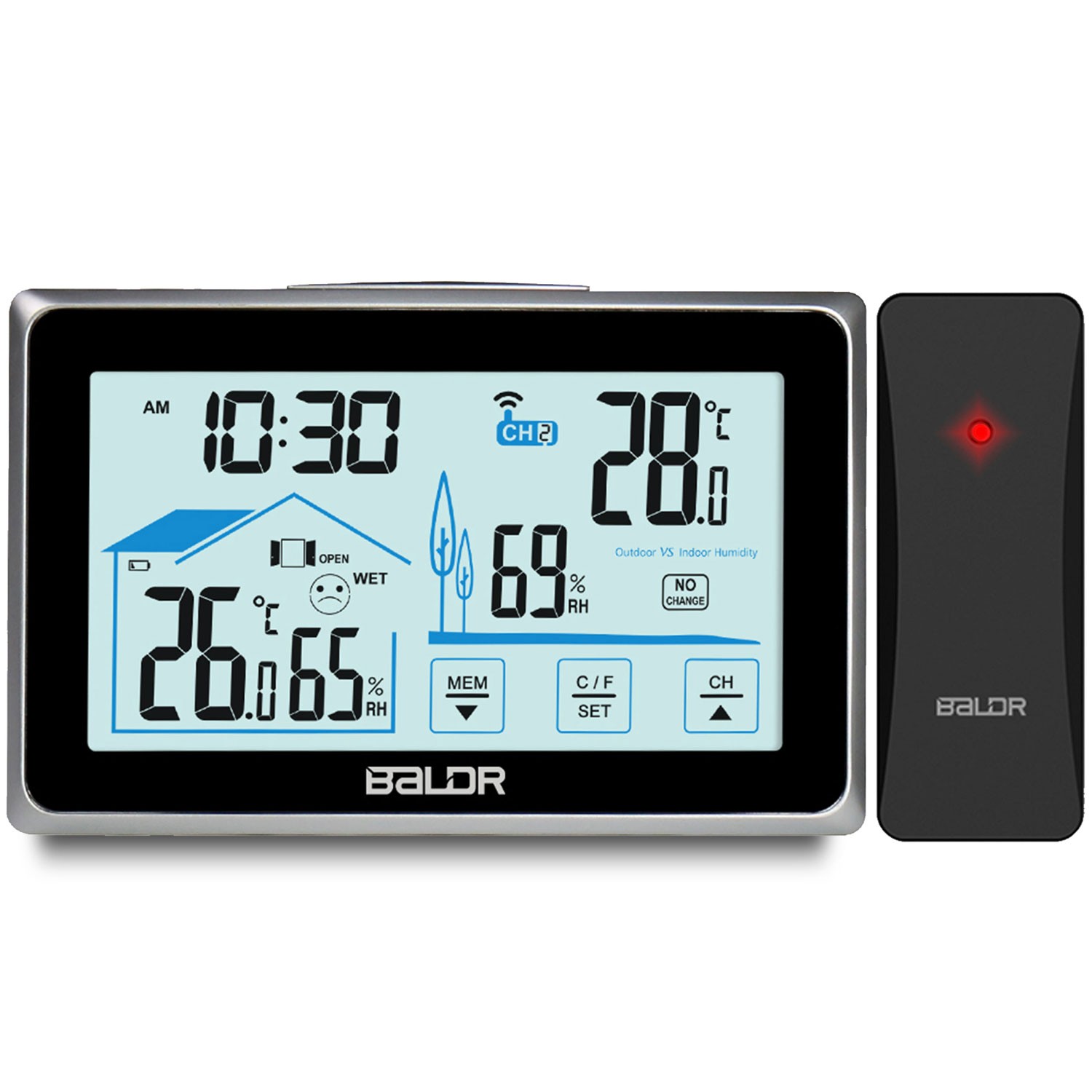 Pогодas stacija ar displeju BD-910, melna – produkta galerijas skats, 2. pozīcija