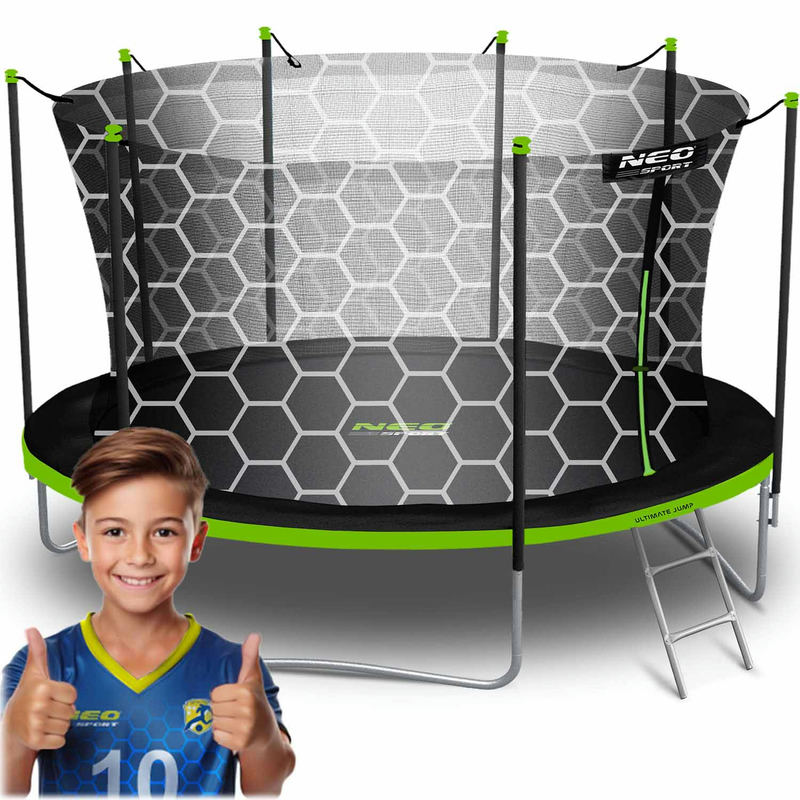 Neo-Sport dārza batuts 15 ft/465 cm ar iekšējo tīklu un kāpnēm – produkta kopskats