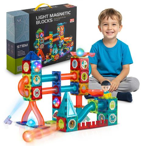 Ricokids RK-782 gaismojoši izglītojoši magnētiskie konstruktoru kluči, 150 gab.