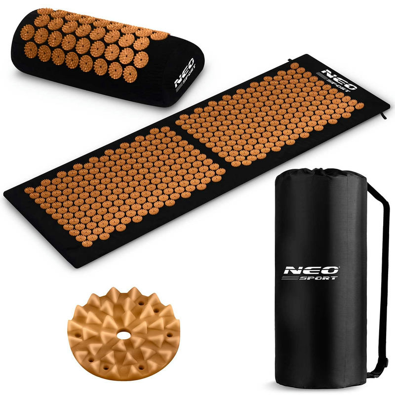 Akupresūras paklājiņš ar radzēm Neo-Sport NS-901, melni zeltains – produkta kopskats