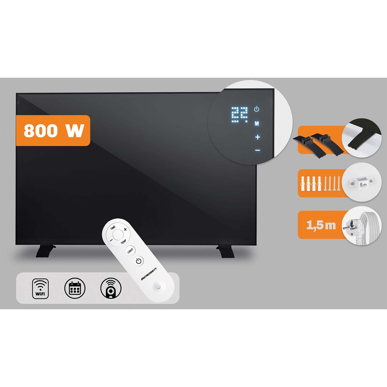 Grzejnik na podczerwień promiennik podczerwieni 800 W Berdsen BD-987 pilot WiFi aplikacja
