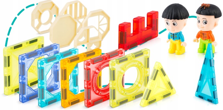 Ricokids RK-768 magnētiskie kluči ar divām figūriņām un atsevišķām detaļām uz balta fona
