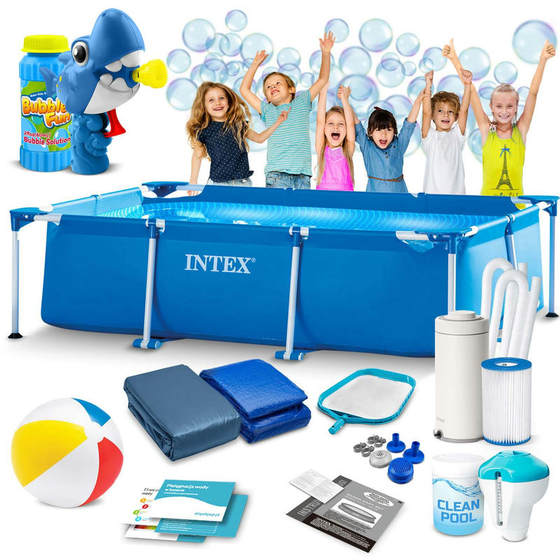 Basen ogrodowy stelażowy 300 x 200 x 75 cm 15w1 INTEX 28272 + maszynka do baniek GRATIS