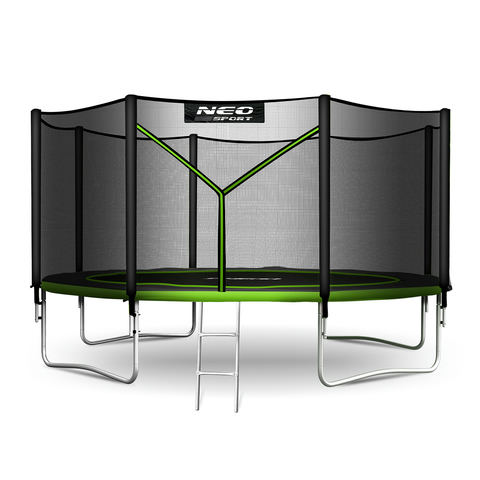 Neo-Sport dārza batuts 12ft/374 cm ar ārējo tīklu un kāpnēm