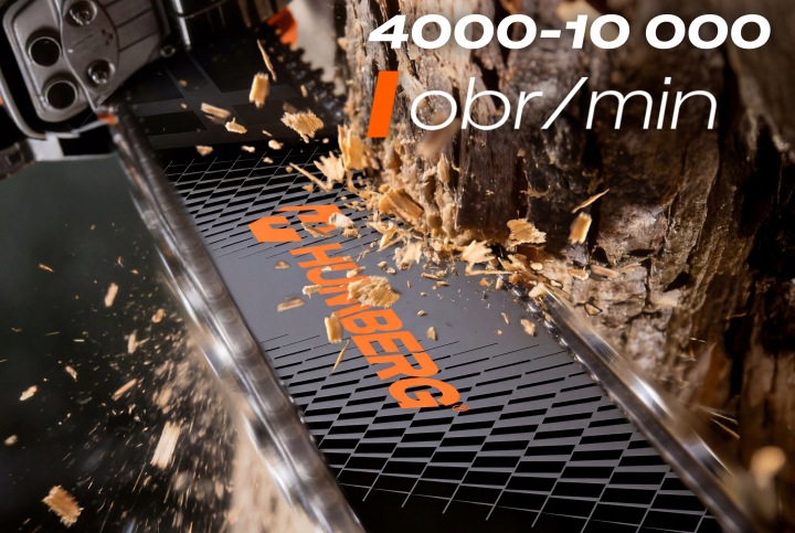 Humberg sliedes tuvplāns zāģēšanas laikā ar norādi uz 3000–8500 obr./min