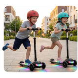 Bērnu trīsriteņu balansējošs skrejritenis ar LED Ricokids Glowi, melns – produkta galerijas skats, 6. pozīcija