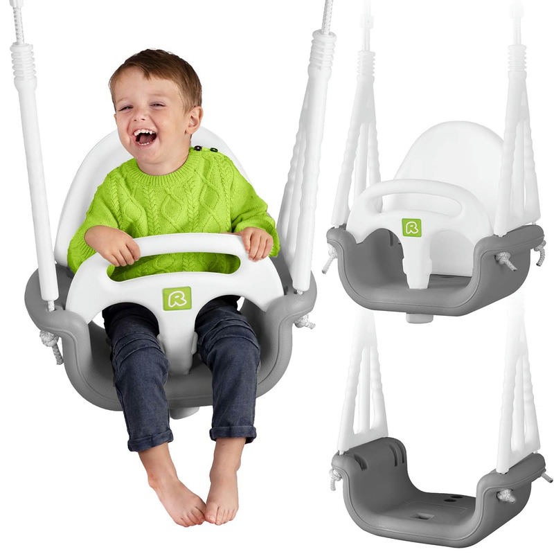 Bērnu šūpoles Ricokids 3w1 pelēki baltas – produkta kopskats