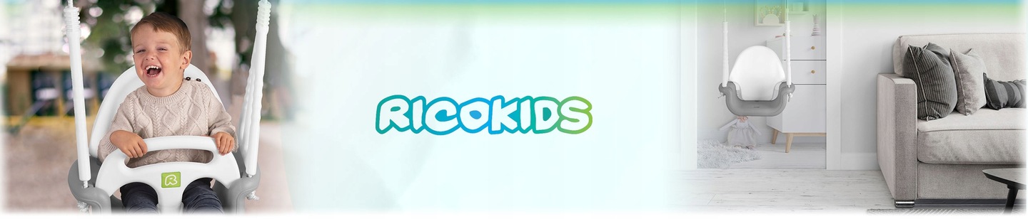 Ricokids bērnu šūpoles ar bērnu sēdeklī un redzamu lietojumu gan ārā, gan mājās