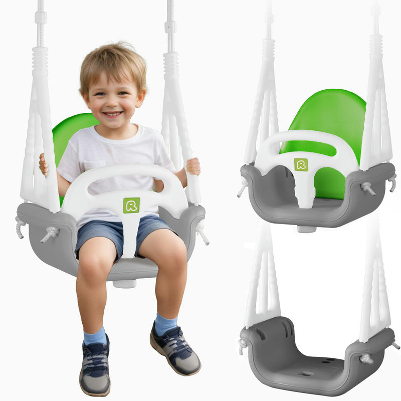 Ricokids kausveida šūpoles “Słonik” 3-in-1, pelēkzaļas – produkta kopskats