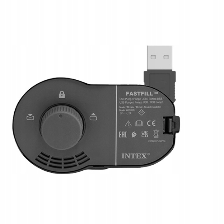 Intex FASTFILL USB elektriskais sūknis piepūšamajam matracim tuvplānā
