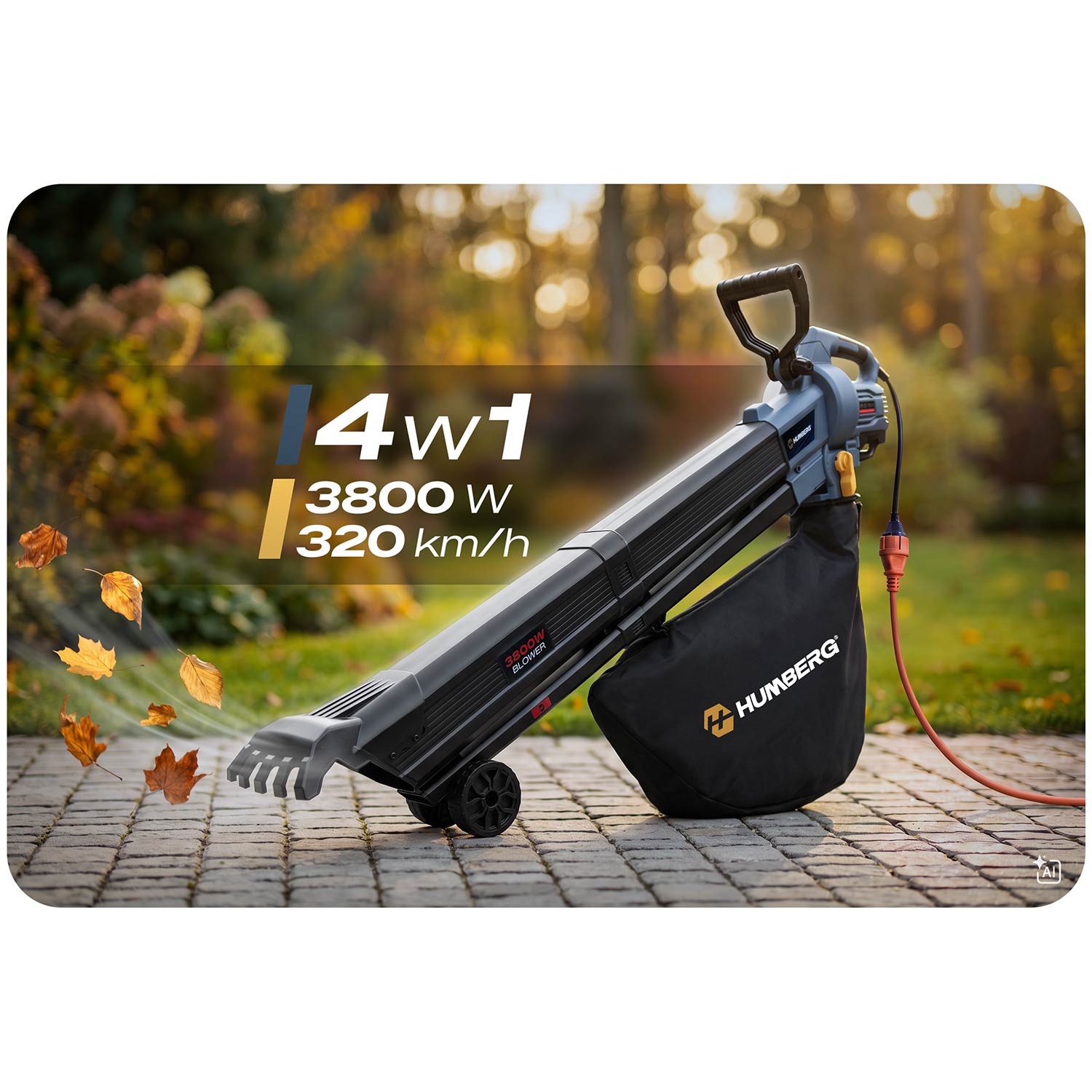 Dmuchawa do liści odkurzacz ogrodowy 3800 W rozdrabniacz Humberg HM-618