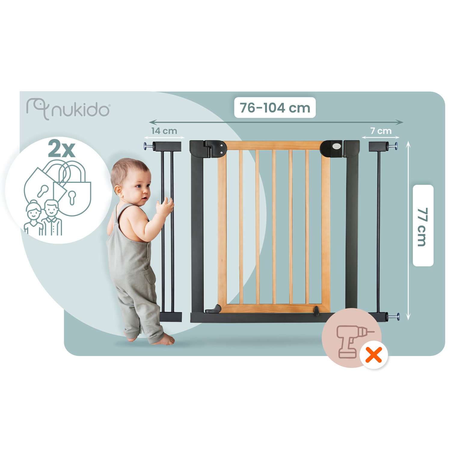 Drošības barjera Nukido 718200, melna – produkta galerijas skats, 2. pozīcija
