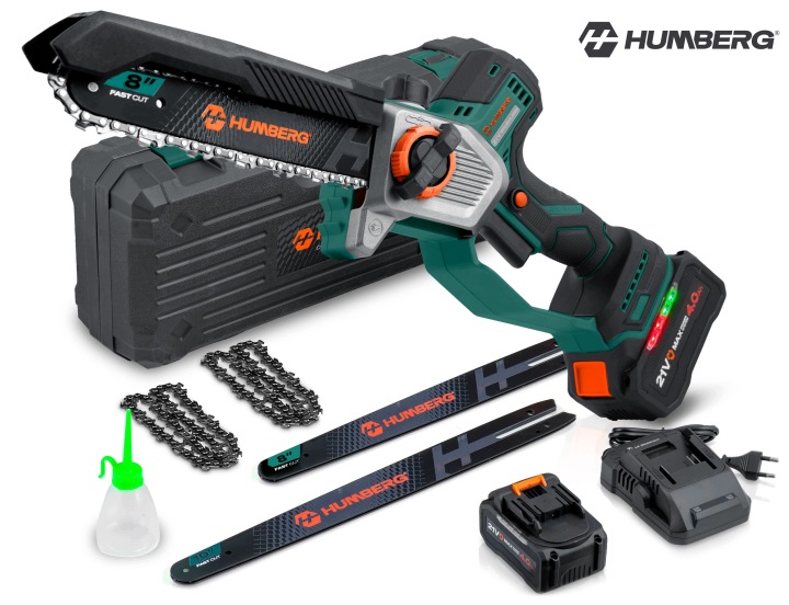 Humberg HM-437 komplekts ar koferi, divām sliedēm, ķēdēm, akumulatoru un lādētāju