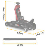 Humberg HM-380 pacēlāja izmēru attēlojums ar 8–36 cm, 53 cm, 20,5 cm un 50 cm norādēm