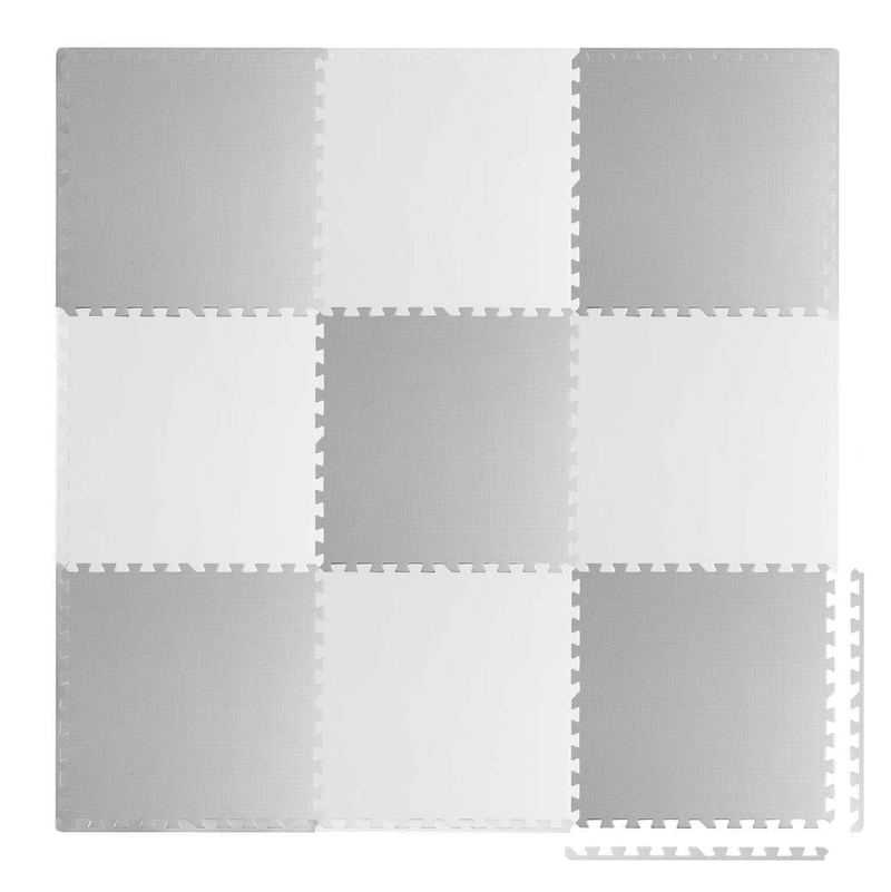 Putu paklājs puzle Ricokids balti pelēks 180x180 cm, 9 gab – produkta kopskats