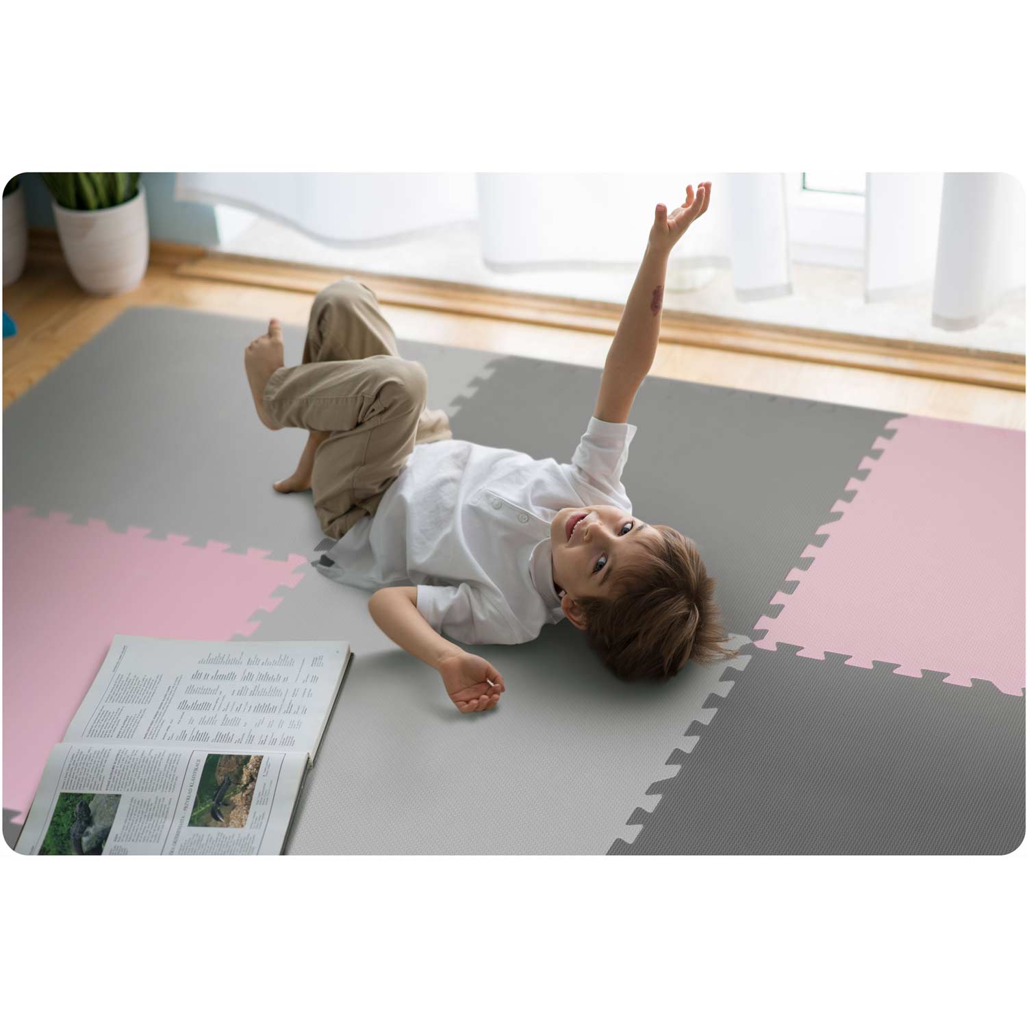 Putu puzzle paklājs 180x180 cm, 9 gab., pelēki rozā – produkta galerijas skats, 2. pozīcija