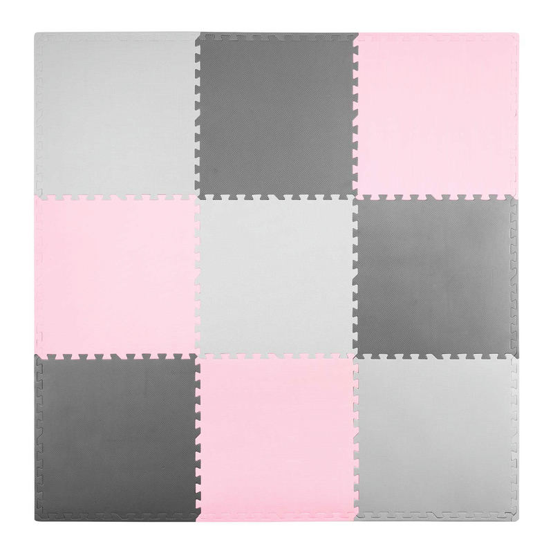 Putu puzzle paklājs 180x180 cm, 9 gab., pelēki rozā – produkta kopskats