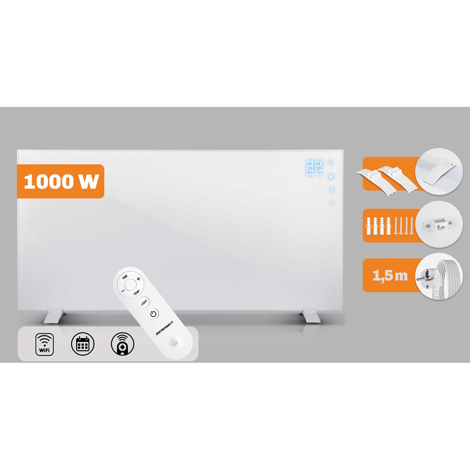 Infrasarkanais sildītājs 1000 W Berdsen BD-992 ar pulti, WiFi un lietotni – produkta galerijas skats, 2. pozīcija