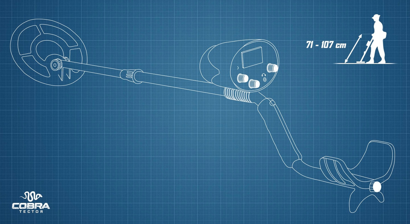 Cobra Tector CT-1066 lietošanas augstuma shēma ar 71–107 cm regulējamu kātu