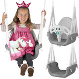 Ricokids kausveida šūpoles “Słonik” 3-in-1, pelēkbaltas – produkta kopskats