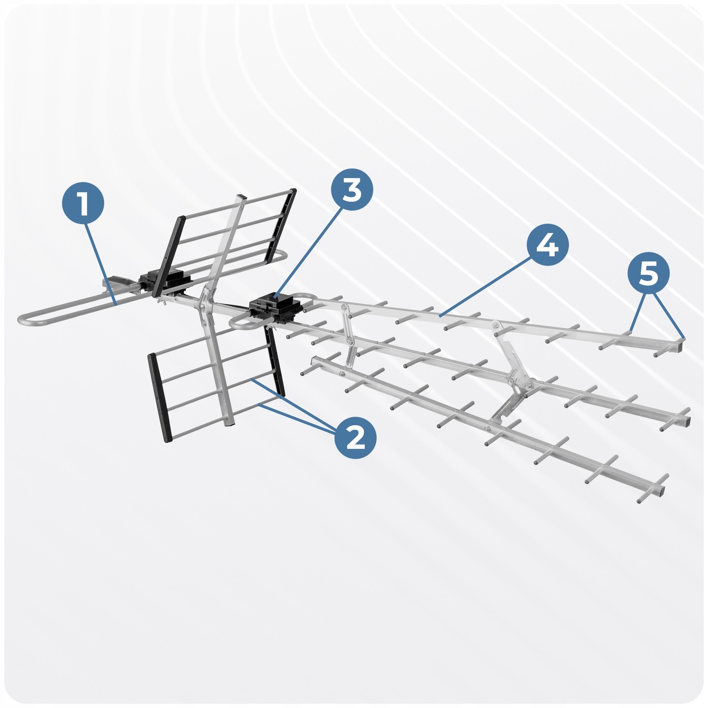Berdsen BD-952 antenas uzbūves shēma ar numurētām detaļām