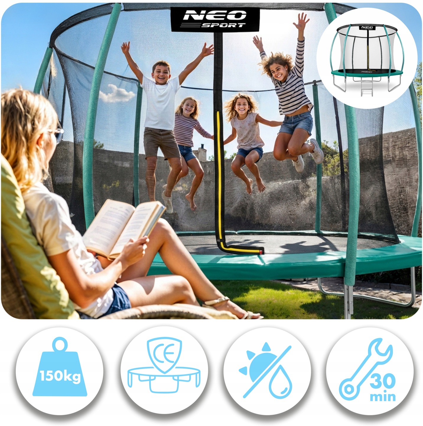 Dārza batuts Neo-Sport 312 cm ar iekšējo tīklu – 9. apraksta produkta kadrs